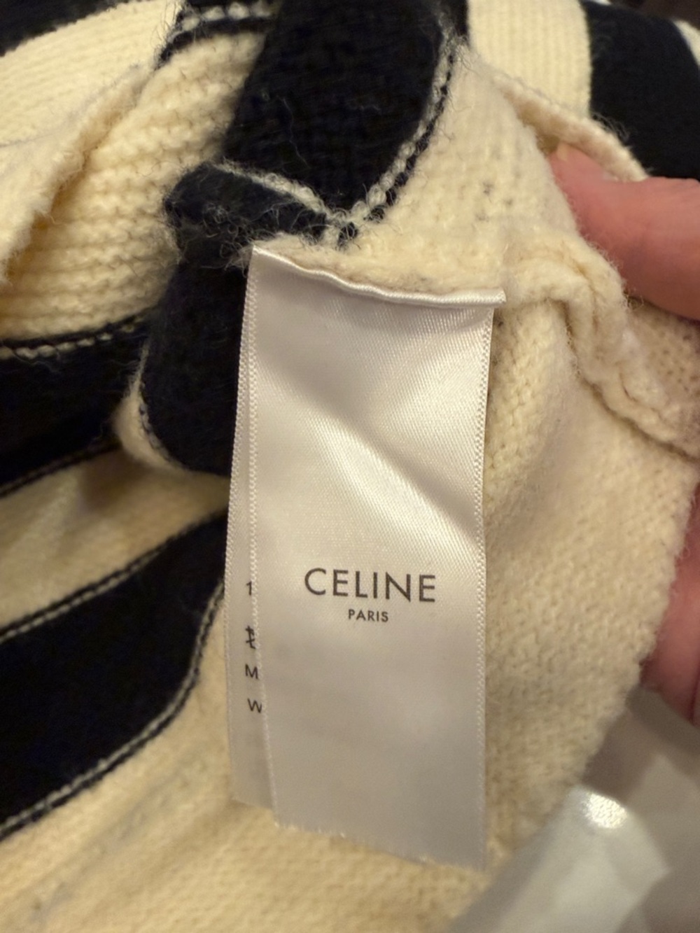 Celine Black & Cream Striped Cropped Polo Sweater - Some Discoloration - Picture 9 of 12